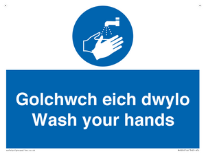 golchwch eich dwylo / wash your hands - safety sign
